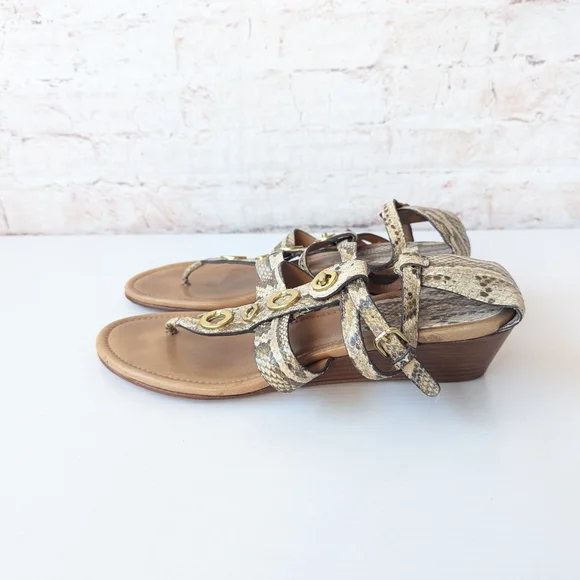 Coach Snake Print Sandals with Gold Accents - Picture 6 of 12